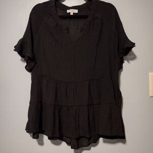 Umgee Babydoll Tiered Short Sleeve Ruffled Top